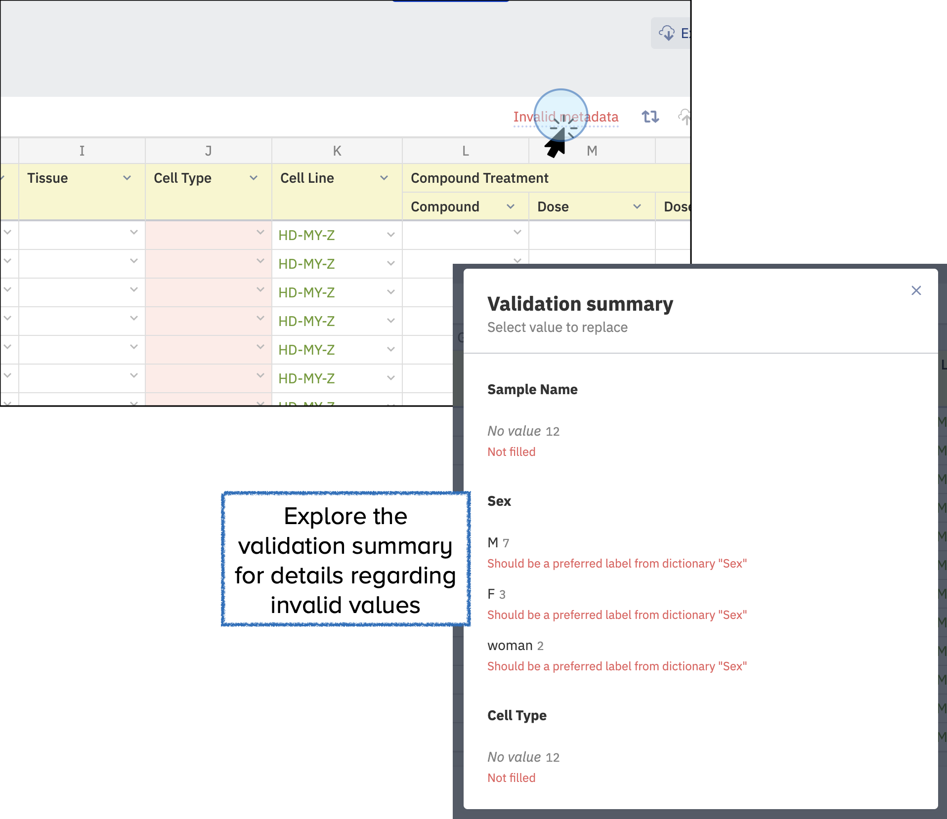 Select invalid value