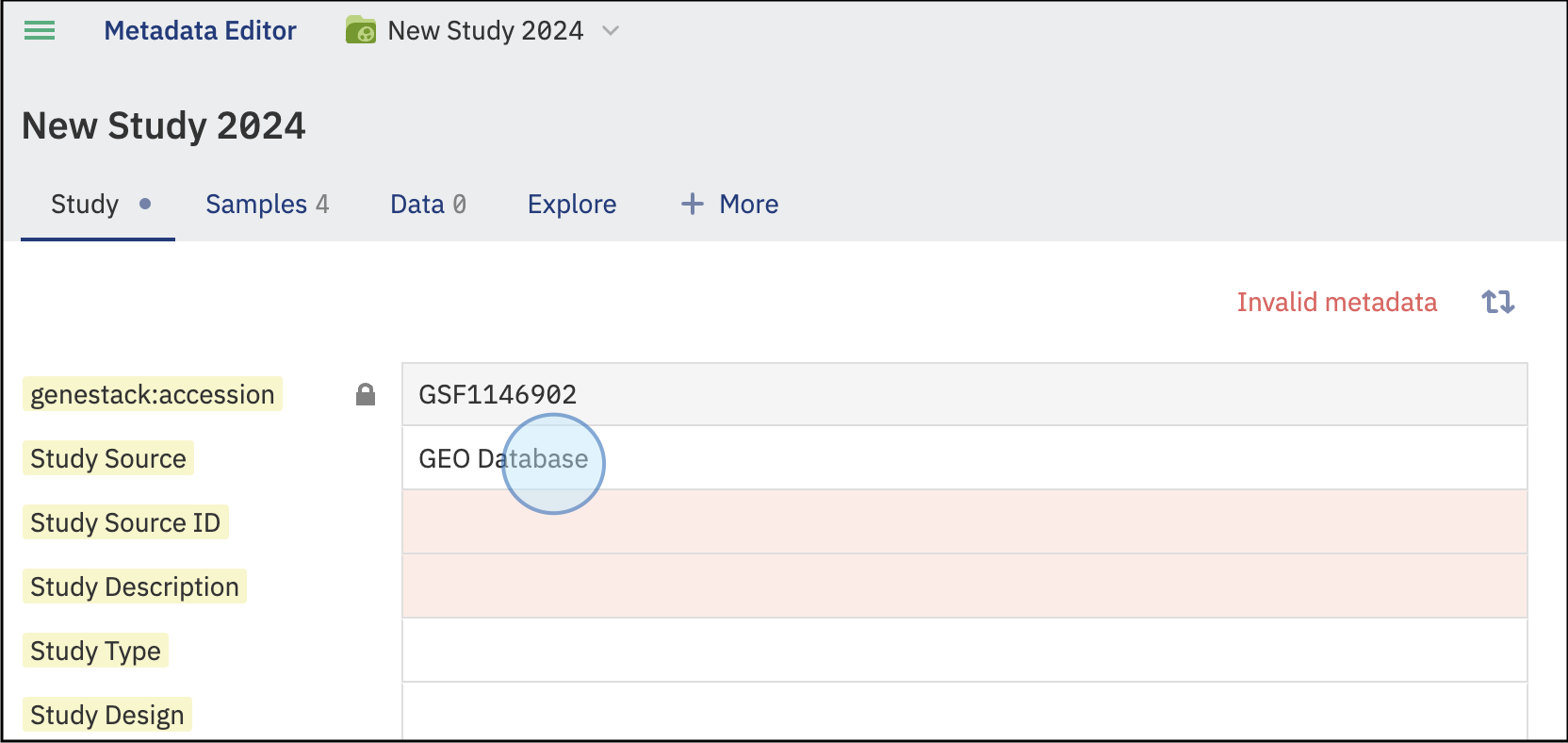 Update metadata field